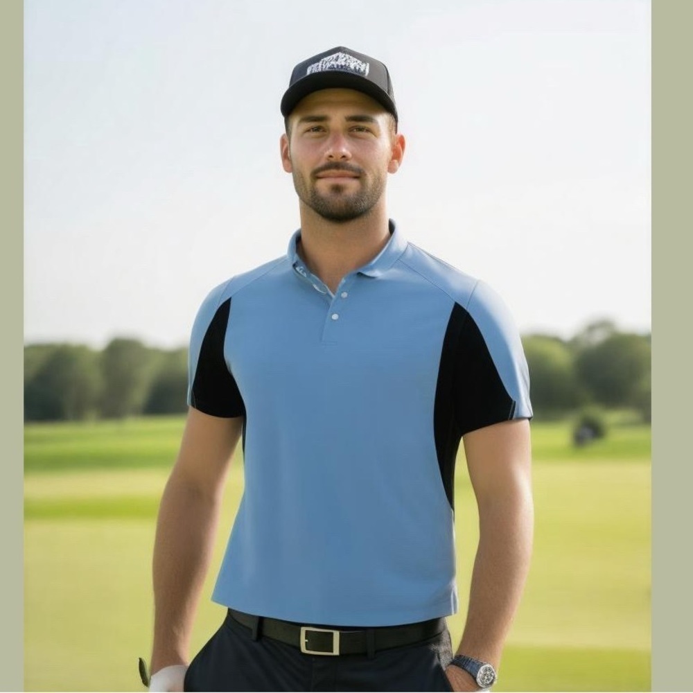 PGA Tour Blue Short Sleeve Dress Golf Polo